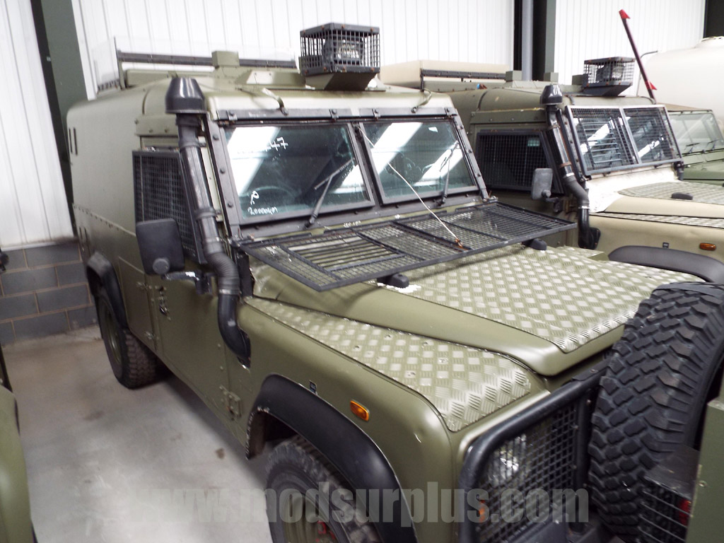 Land Rover Snatch 2A Armoured Defender 110 300TDi  - Govsales of mod surplus ex army trucks, ex army land rovers and other military vehicles for sale