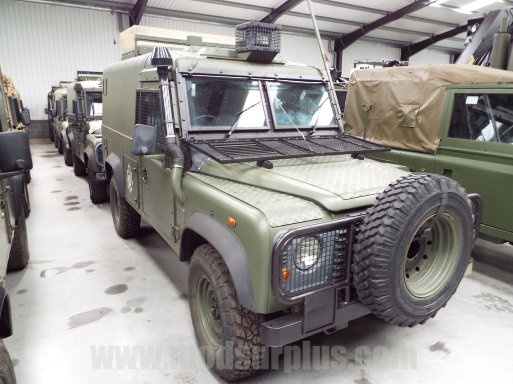 Land Rover Snatch 2A Armoured Defender 110 300TDi  - Govsales of mod surplus ex army trucks, ex army land rovers and other military vehicles for sale