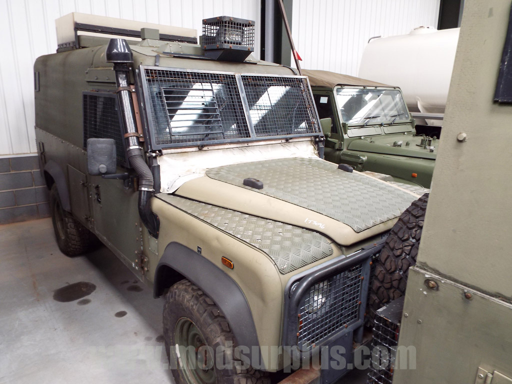 Land Rover Snatch 2A Armoured Defender 110 300TDi  - Govsales of mod surplus ex army trucks, ex army land rovers and other military vehicles for sale